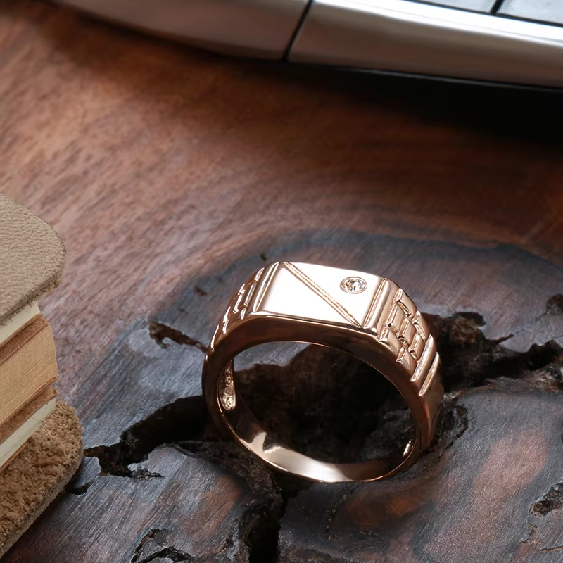 Modern Geometric Engraved Statement Ring